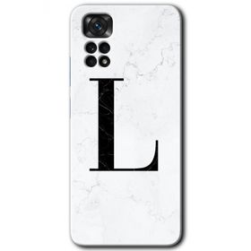 Xiaomi Redmi Note 11 5G Global Beyaz Mermer Desenli L Harfi Baskılı Uyumlu Silikon Kılıf