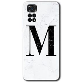 Xiaomi Redmi Note 11 5G Global Beyaz Mermer Desenli M Harfi Baskılı Uyumlu Silikon Kılıf