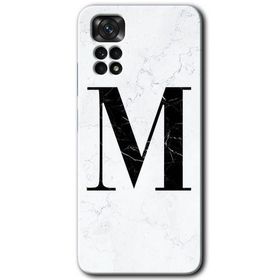 Xiaomi Redmi Note 11 5G Global Beyaz Mermer Desenli M Harfi Baskılı Uyumlu Silikon Kılıf