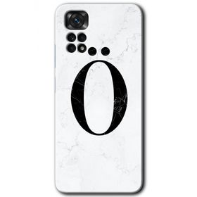 Xiaomi Redmi Note 11 5G Global Beyaz Mermer Desenli O Harfi Baskılı Uyumlu Silikon Kılıf