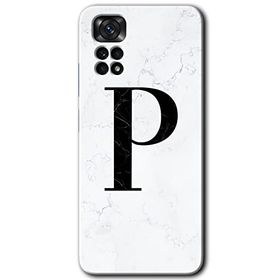 Xiaomi Redmi Note 11 5G Global Beyaz Mermer Desenli P Harfi Baskılı Uyumlu Silikon Kılıf