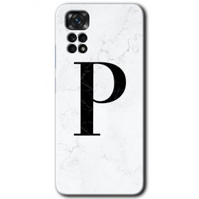 Xiaomi Redmi Note 11 5G Global Beyaz Mermer Desenli P Harfi Baskılı Uyumlu Silikon Kılıf