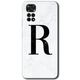 Xiaomi Redmi Note 11 5G Global Beyaz Mermer Desenli R Harfi Baskılı Uyumlu Silikon Kılıf