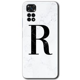 Xiaomi Redmi Note 11 5G Global Beyaz Mermer Desenli R Harfi Baskılı Uyumlu Silikon Kılıf