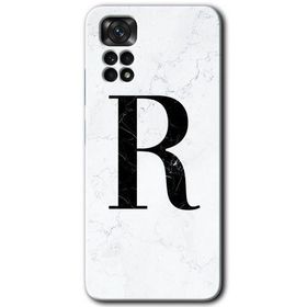 Xiaomi Redmi Note 11 5G Global Beyaz Mermer Desenli R Harfi Baskılı Uyumlu Silikon Kılıf
