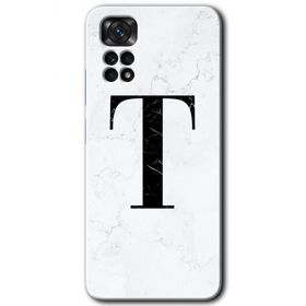 Xiaomi Redmi Note 11 5G Global Beyaz Mermer Desenli T Harfi Baskılı Uyumlu Silikon Kılıf