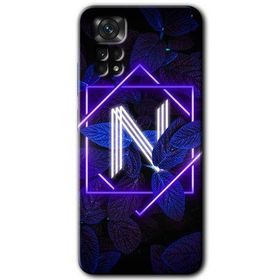 Xiaomi Redmi Note 11 5G Global Dark Neon Yaprak N Harfi Baskılı Uyumlu Silikon Kılıf
