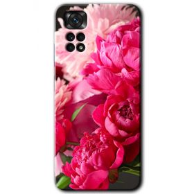 Xiaomi Redmi Note 11 5G Global Kırmızı Beyaz Gül Baskılı Uyumlu Silikon Kılıf