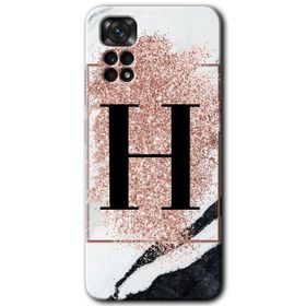 Xiaomi Redmi Note 11 5G Global Pembe Mermer Desenli C Harfi Baskılı Uyumlu Silikon Kılıf