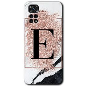 Xiaomi Redmi Note 11 5G Global Pembe Mermer Desenli E Harfi Baskılı Uyumlu Silikon Kılıf
