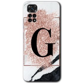 Xiaomi Redmi Note 11 5G Global Pembe Mermer Desenli G Harfi Baskılı Uyumlu Silikon Kılıf