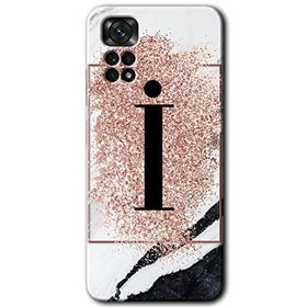 Xiaomi Redmi Note 11 5G Global Pembe Mermer Desenli İ Harfi Baskılı Uyumlu Silikon Kılıf