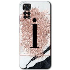 Xiaomi Redmi Note 11 5G Global Pembe Mermer Desenli İ Harfi Baskılı Uyumlu Silikon Kılıf