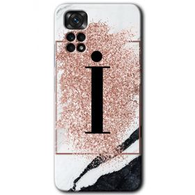 Xiaomi Redmi Note 11 5G Global Pembe Mermer Desenli İ Harfi Baskılı Uyumlu Silikon Kılıf