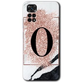 Xiaomi Redmi Note 11 5G Global Pembe Mermer Desenli O Harfi Baskılı Uyumlu Silikon Kılıf