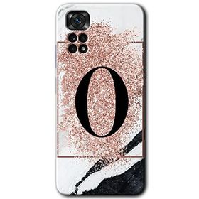 Xiaomi Redmi Note 11 5G Global Pembe Mermer Desenli O Harfi Baskılı Uyumlu Silikon Kılıf