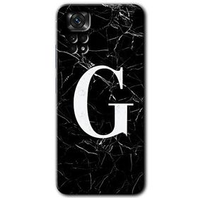 Xiaomi Redmi Note 11 5G Global Siyah Mermer Desenli G Harfi Baskılı Uyumlu Silikon Kılıf