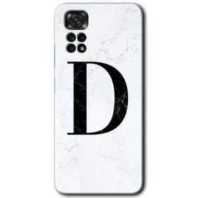 Xiaomi Redmi Note 11 Pro 5G Beyaz Mermer Desenli D Harfi Baskılı Uyumlu Silikon Kılıf