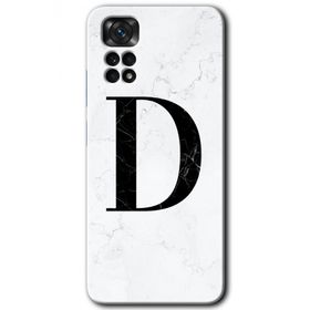Xiaomi Redmi Note 11 Pro 5G Beyaz Mermer Desenli D Harfi Baskılı Uyumlu Silikon Kılıf
