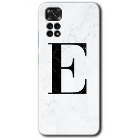 Xiaomi Redmi Note 11 Pro 5G Beyaz Mermer Desenli E Harfi Baskılı Uyumlu Silikon Kılıf