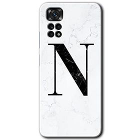 Xiaomi Redmi Note 11 Pro 5G Beyaz Mermer Desenli N Harfi Baskılı Uyumlu Silikon Kılıf