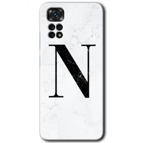 Xiaomi Redmi Note 11 Pro 5G Beyaz Mermer Desenli N Harfi Baskılı Uyumlu Silikon Kılıf