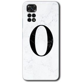 Xiaomi Redmi Note 11 Pro 5G Beyaz Mermer Desenli O Harfi Baskılı Uyumlu Silikon Kılıf