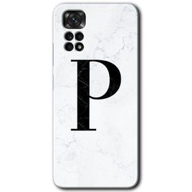 Xiaomi Redmi Note 11 Pro 5G Beyaz Mermer Desenli P Harfi Baskılı Uyumlu Silikon Kılıf