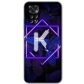 Xiaomi Redmi Note 11 Pro 5G Dark Neon Yaprak K Harfi Baskılı Uyumlu Silikon Kılıf