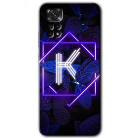 Xiaomi Redmi Note 11 Pro 5G Dark Neon Yaprak K Harfi Baskılı Uyumlu Silikon Kılıf