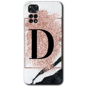 Xiaomi Redmi Note 11 Pro 5G Pembe Mermer Desenli D Harfi Baskılı Uyumlu Silikon Kılıf