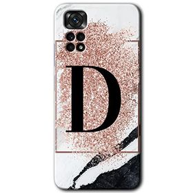 Xiaomi Redmi Note 11 Pro 5G Pembe Mermer Desenli D Harfi Baskılı Uyumlu Silikon Kılıf