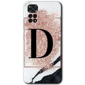 Xiaomi Redmi Note 11 Pro 5G Pembe Mermer Desenli D Harfi Baskılı Uyumlu Silikon Kılıf