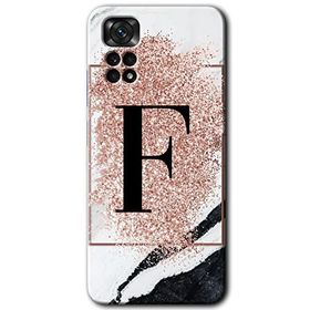 Xiaomi Redmi Note 11 Pro 5G Pembe Mermer Desenli F Harfi Baskılı Uyumlu Silikon Kılıf