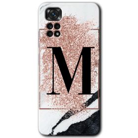 Xiaomi Redmi Note 11 Pro 5G Pembe Mermer Desenli K Harfi Baskılı Uyumlu Silikon Kılıf