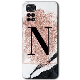 Xiaomi Redmi Note 11 Pro 5G Pembe Mermer Desenli K Harfi Baskılı Uyumlu Silikon Kılıf