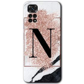 Xiaomi Redmi Note 11 Pro 5G Pembe Mermer Desenli N Harfi Baskılı Uyumlu Silikon Kılıf