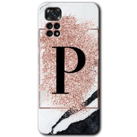 Xiaomi Redmi Note 11 Pro 5G Pembe Mermer Desenli P Harfi Baskılı Uyumlu Silikon Kılıf