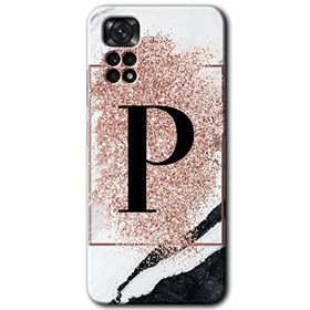 Xiaomi Redmi Note 11 Pro 5G Pembe Mermer Desenli P Harfi Baskılı Uyumlu Silikon Kılıf