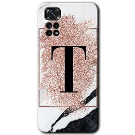 Xiaomi Redmi Note 11 Pro 5G Pembe Mermer Desenli T Harfi Baskılı Uyumlu Silikon Kılıf