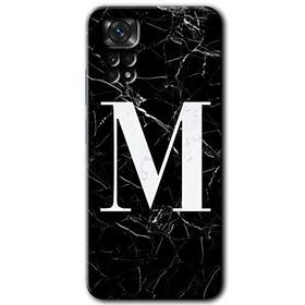 Xiaomi Redmi Note 11 Pro 5G Siyah Mermer Desenli M Harfi Baskılı Uyumlu Silikon Kılıf