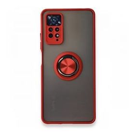 Xiaomi Redmi Note 11 Pro Montreal Yüzüklü Silikon Kapak Kırmızı Kılıf