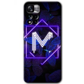 Xiaomi Redmi Note 11 Pro Plus 5G Dark Neon Yaprak M Harfi Baskılı Uyumlu Silikon Kılıf