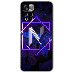 Xiaomi Redmi Note 11 Pro Plus 5G Dark Neon Yaprak N Harfi Baskılı Uyumlu Silikon Kılıf