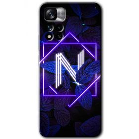 Xiaomi Redmi Note 11 Pro Plus 5G Dark Neon Yaprak N Harfi Baskılı Uyumlu Silikon Kılıf