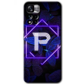 Xiaomi Redmi Note 11 Pro Plus 5G Dark Neon Yaprak P Harfi Baskılı Uyumlu Silikon Kılıf