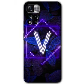 Xiaomi Redmi Note 11 Pro Plus 5G Dark Neon Yaprak V Harfi Baskılı Uyumlu Silikon Kılıf