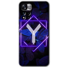 Xiaomi Redmi Note 11 Pro Plus 5G Dark Neon Yaprak Y Harfi Baskılı Uyumlu Silikon Kılıf