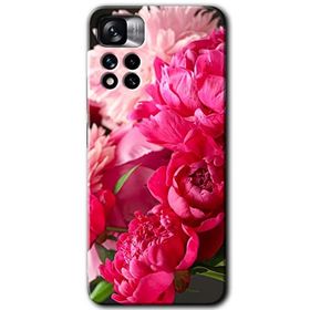 Xiaomi Redmi Note 11 Pro Plus 5G Kırmızı Beyaz Gül Baskılı Uyumlu Silikon Kılıf