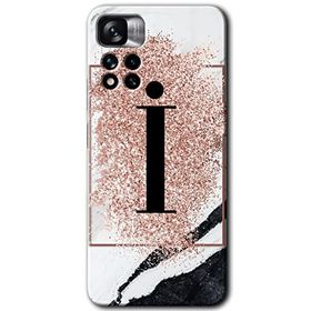 Xiaomi Redmi Note 11 Pro Plus 5G Pembe Mermer Desenli İ Harfi Baskılı Uyumlu Silikon Kılıf